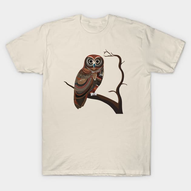 Earthy Patterned Owl T-Shirt by Suneldesigns